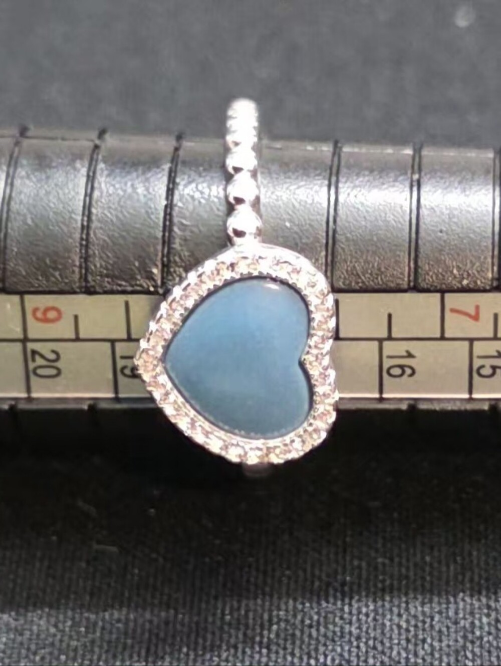 925 Sterling Silver Blue Turquoise Heart Halo Ring Size 8